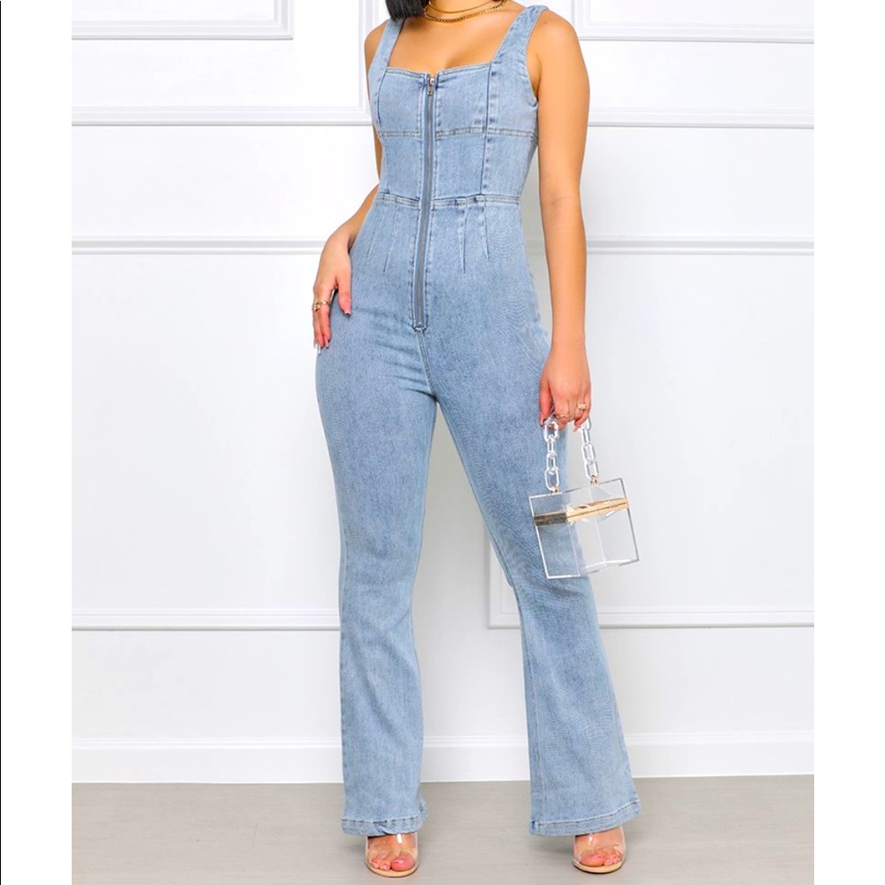 Denim zip up overalls from Lily’s closet